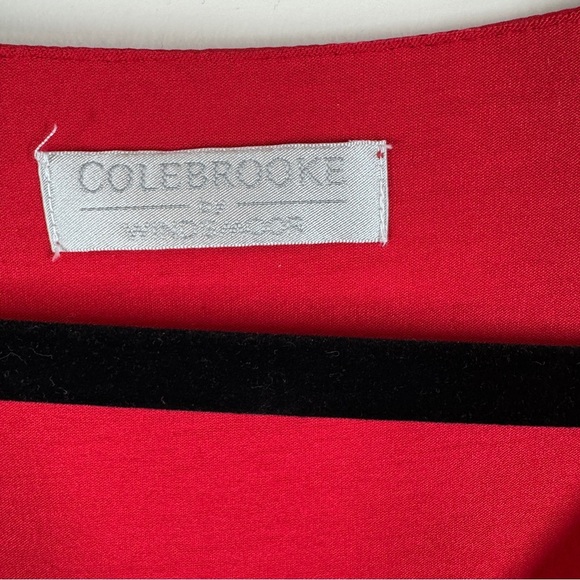 Colebrooke by Windsmoor Red Floral Stripe Poncho Blouse Size Small Sheer Overlay - Picture 6 of 12